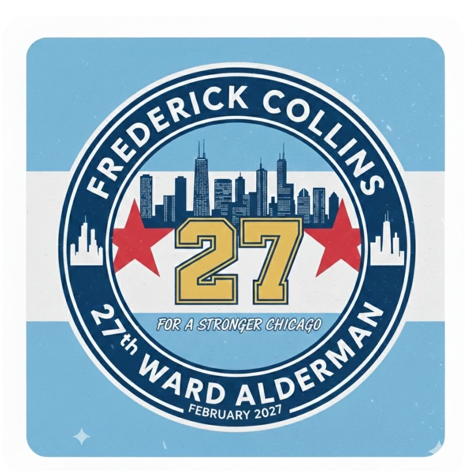 Commemorative badge for Frederick Collins on the 27th Ward Alderman, Chicago.